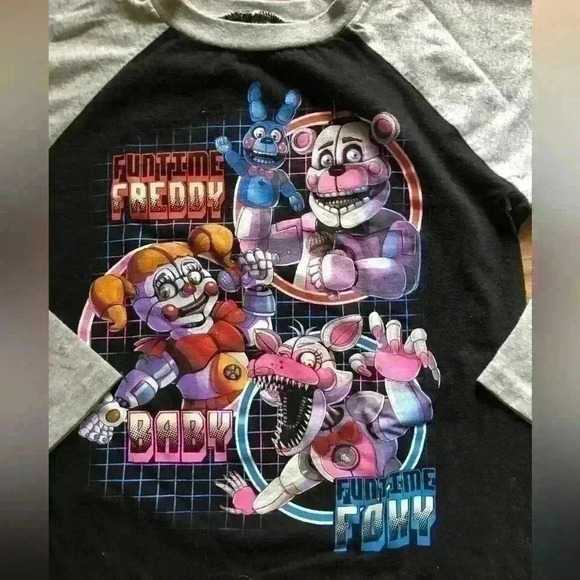 FNAF gray black raglan long sleeve t-shirt BABY youth Large - Picture 2 of 4